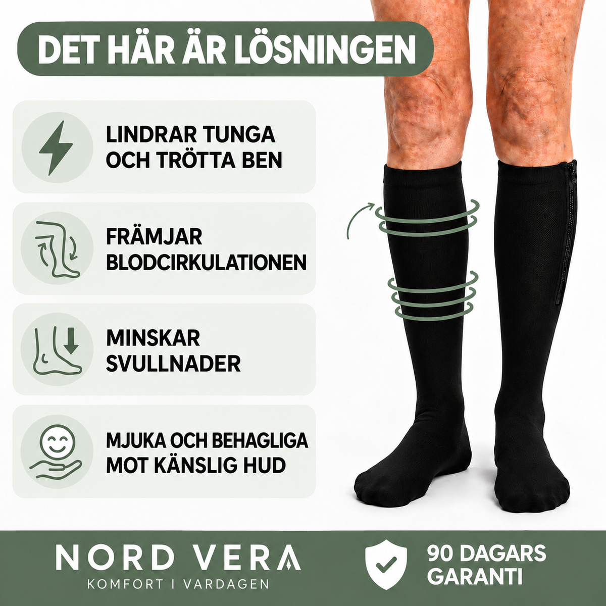 Stödstrumpor med dragkedja
