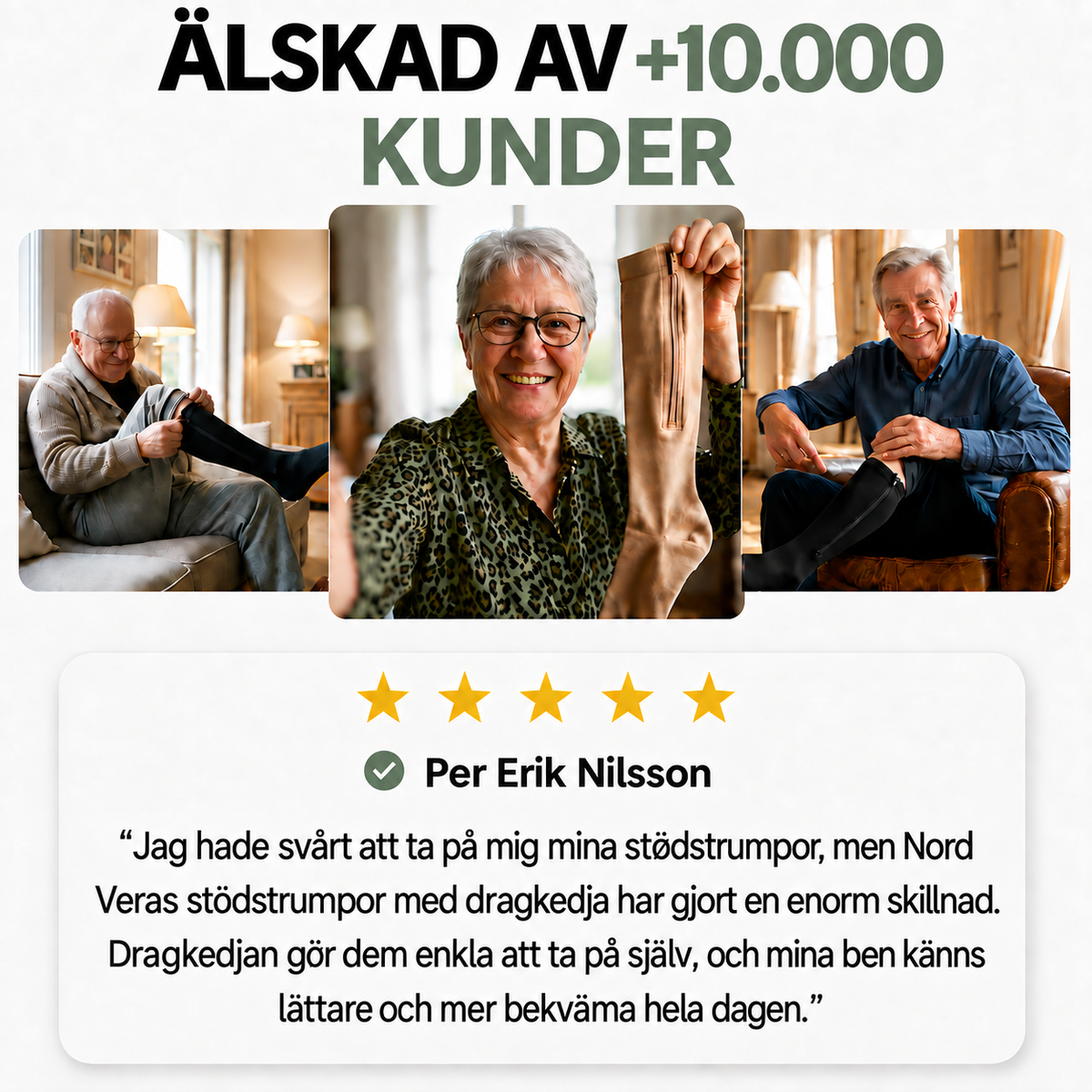 Stödstrumpor med dragkedja